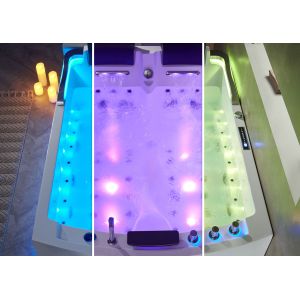 Baignoire balnéo rectangulaire Duo Droit Inox 68 jets Whirlpool