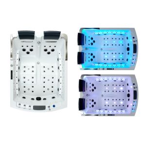 Baignoire balnéo Nautilus rectangulaire Duo Gauche Inox 68 jets