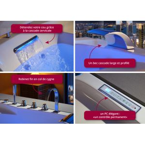 Baignoire massante avec robinet col de cygne et douchette