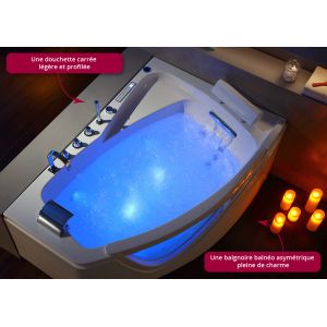 Baignoire balnéo avec cascade éclairée par LED G-Bornéo