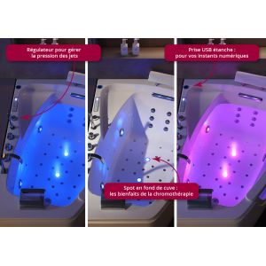 Baignoire Balnéo asymétrique G-Bornéo 42 jets