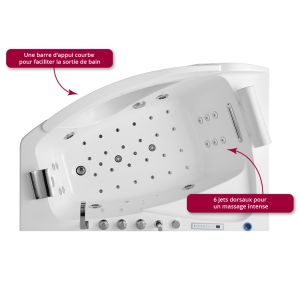 Baignoire Balnéo asymétrique D-Bornéo 42 jets Whirlpool