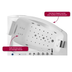 Vue dessus Baignoire Balnéo asymétrique G-Bornéo