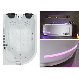 Détails baignoire balnéo asymétrique Genova 40 jets