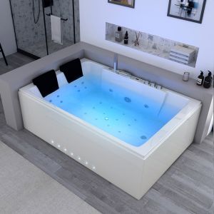 Baignoire balnéo rectangulaire Belize Gauche 32 jets Whirlpool