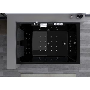 Baignoire balnéo rectangulaire Belize Black en vue intérieure