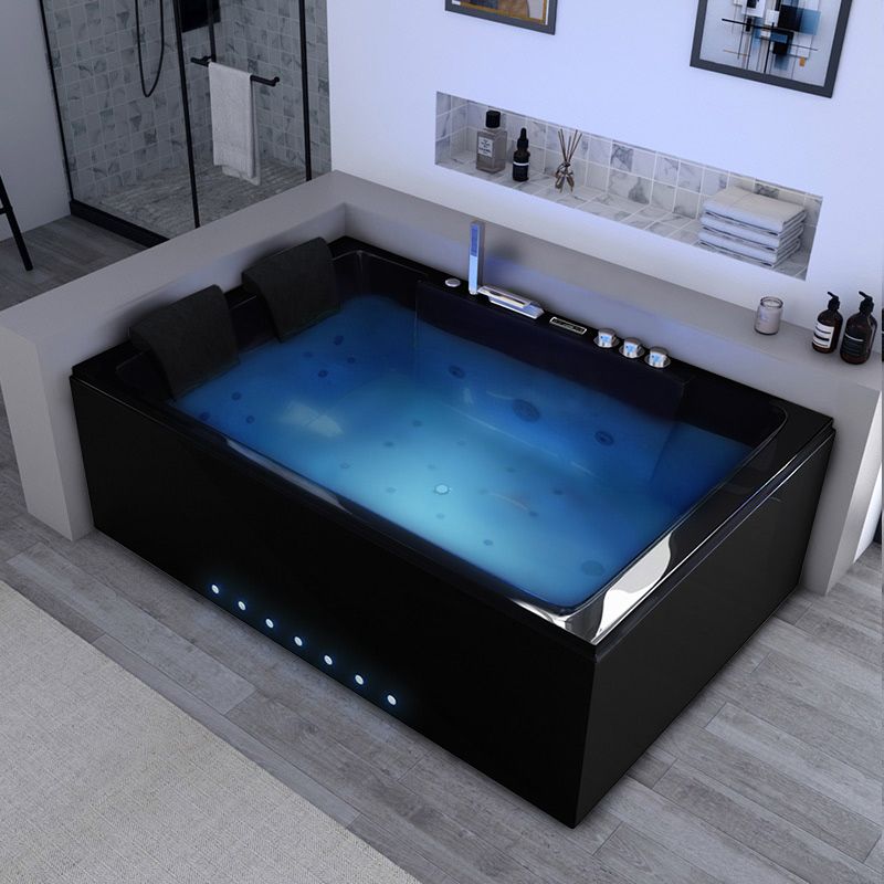 Baignoire balnéo rectangulaire Belize Black Gauche 32 jets