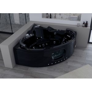 Baignoire balnéo d'angle Corleone Black 48 jets