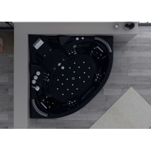 Vue intérieure Baignoire balnéo d'angle Corleone Black 48 jets