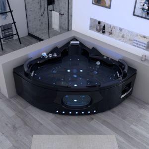 Baignoire balnéo d'angle Corleone Black 48 jets