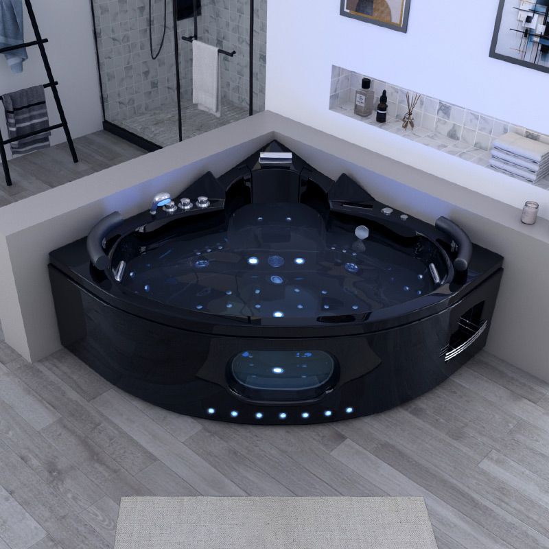 Baignoire balnéo d'angle Corleone Black 48 jets