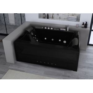 Baignoire balnéo rectangulaire Elle&Lui Black 40 jets