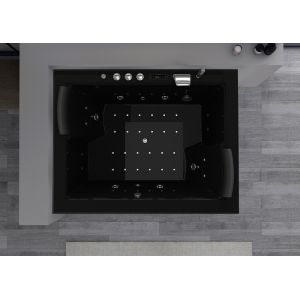 Baignoire balnéo deux places rectangulaire Elle&Lui Black 40 jets