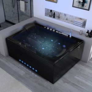 Baignoire balnéo deux places rectangulaire Elle&Lui Black 40 jets