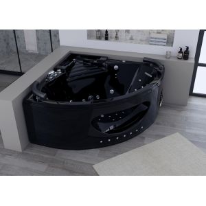 Baignoire balnéo d'angle Lisbonne Noire cascade design 