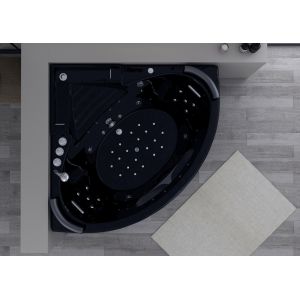 Baignoire balnéo d'angle Lisbonne Noire 34 jets en vue intérieure