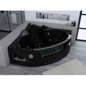 Baignoire Balnéo d'angle Maeva Black 39 jets