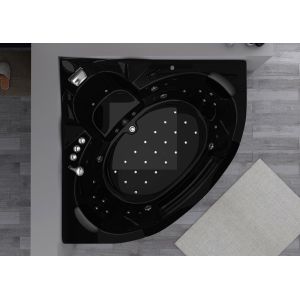 Belle baignoire balneo d'angle noire Maeva Black