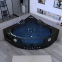 Baignoire balnéo d'angle noire Manhattan Black 38 jets Whirlpool