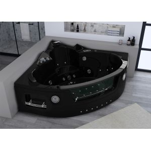 Belle baignoire balnéo d'angle noire Manhattan