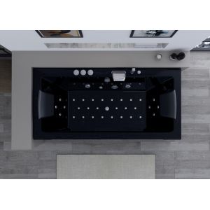 Baignoire balnéo rectangulaire avec hublot Palamos Black 32 jets