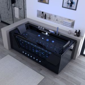 Baignoire balnéo rectangulaire avec hublot Palamos Black 32 jets