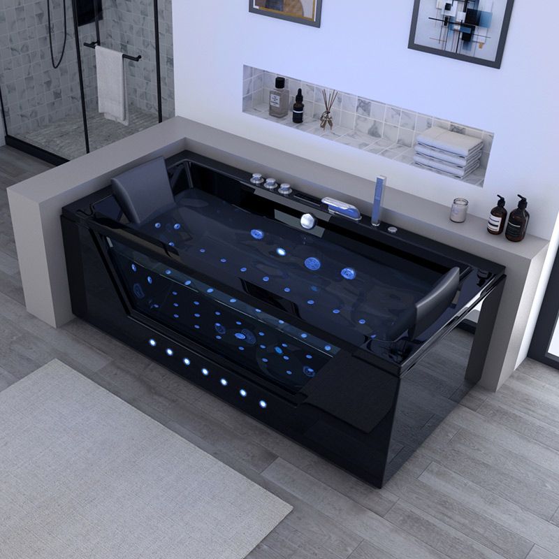 Baignoire balnéo rectangulaire avec hublot Palamos Black 32 jets