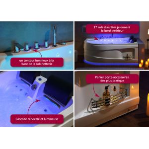 Baignoire balnéo Design asymétrique Kalliste Gauche 47 jets