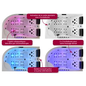 Chromothérapie Baignoire balnéo asymétrique Kalliste Droite 47 jets