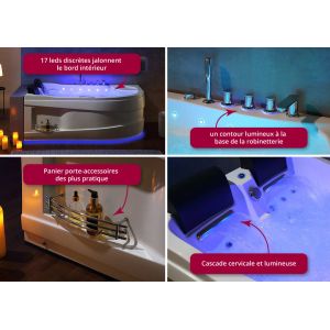 Détails Baignoire balnéo asymétrique Kalliste Droite 47 jets