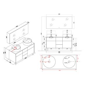 Plan Meubles salle de bain VENEZIA Scandinave