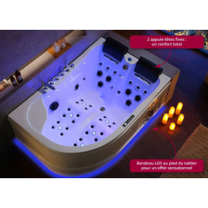 Vue intérieure Baignoire balnéo asymétrique Kalliste Gauche 47 jets