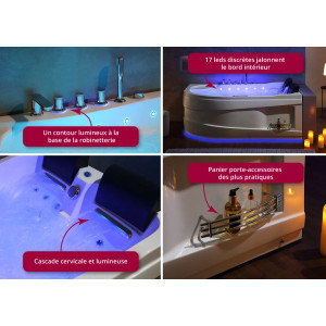 Baignoire balnéo Design asymétrique Kalliste Gauche 47 jets