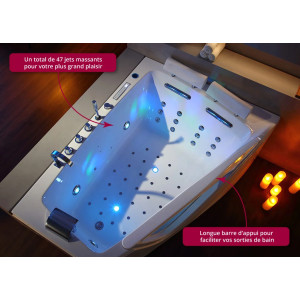 Baignoire asymétrique 2 personnes avec jets massant G-Neptune 
