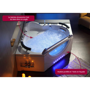 Baignoire Balnéo d'angle Amazonia 44 jets + massage des cervicales 