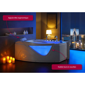 Baignoire Balnéo asymétrique D-Bornéo 42 jets Whirlpool