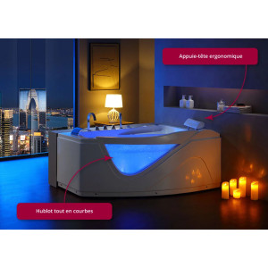 Baignoire balnéo asymétrique Bornéo Gauche 42 jets 