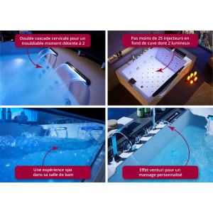 Baignoire avec 2 cascades cervicales pour un massage de la nuque