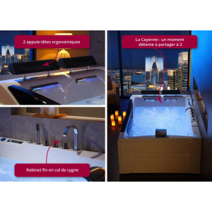 Baignoire balnéo avec panneau de contrôle tactile  et port USB