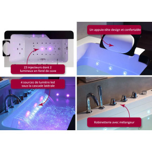 Baignoire balnéo rectangulaire Monaco 37 jets