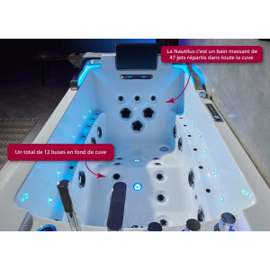 Baignoire balnéo rectangulaire Nautilus Droit Inox 47 jets