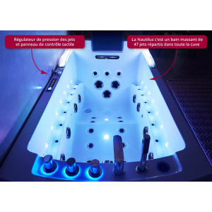Baignoire balnéo 1 place Nautilus Gauche Résine 47 jets