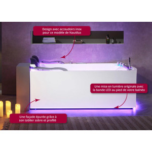 Profil Baignoire balnéo Duo Nautilus Droit Inox 70 jets