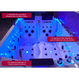 Baignoire balnéo rectangulaire Duo Nautilus Droit Inox 70 jets