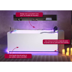 Profil Baignoire balnéo Duo Nautilus Gauche Inox 70 jets