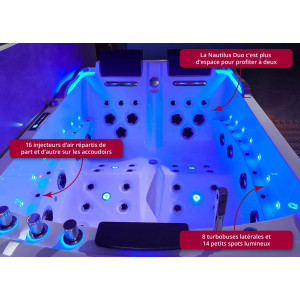 Baignoire balnéo rectangulaire Duo Nautilus Gauche Inox 70 jets