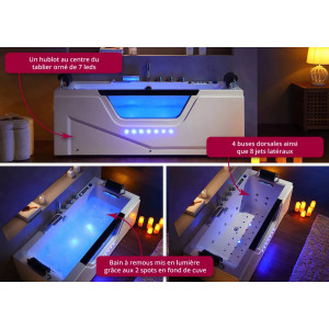 Baignoire Balnéo rectangulaire Océanie 40 jets + massage des cervicales