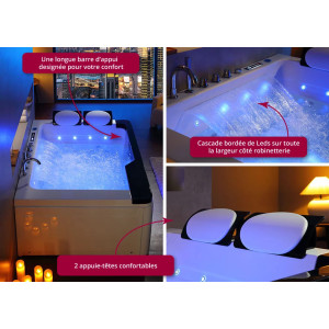Superbe baignoire balneo avec cascade latérale éclairée par LED