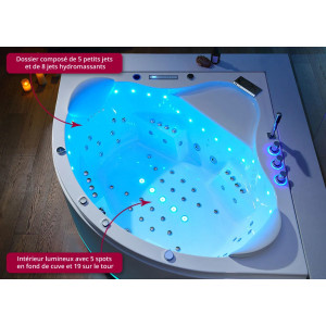 Baignoire balnéo d'angle Vesuve 81 jets