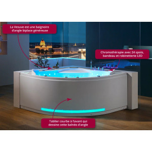 Tablier baignoire balnéo d'angle Vesuve 81 jets